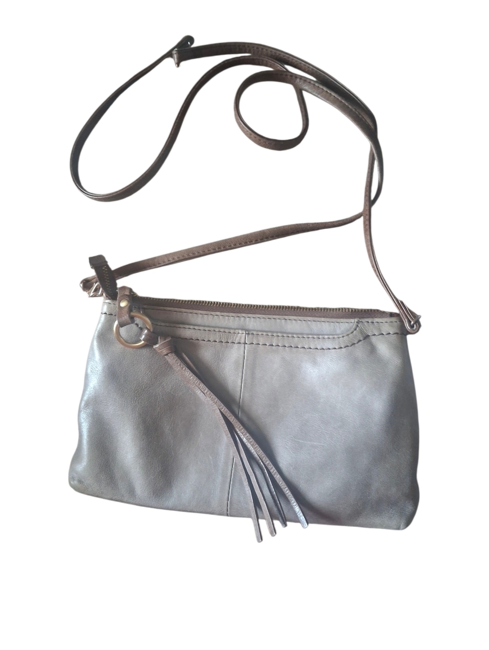 HOBO International "Darcy" Gray Leather Convertible Crossbody Bag